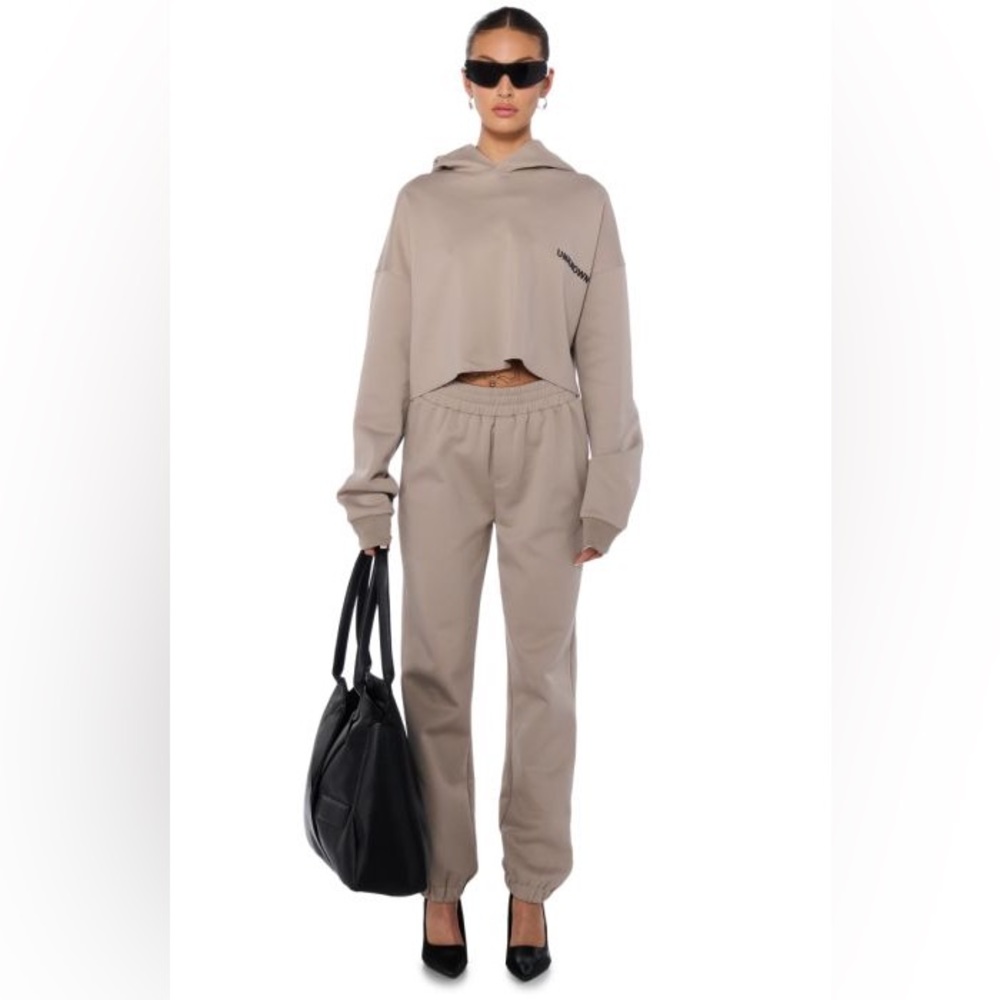 •SOURCE UNKNOWN• Taupe Back Pocket Graphic Jogger Pants - Picture 5 of 5
